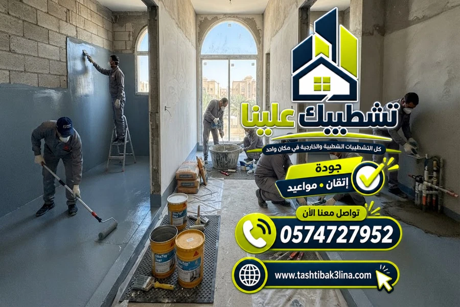 معالجة تسربات المياه وتنفيذ عزل الحمامات بالمدينة المنورة