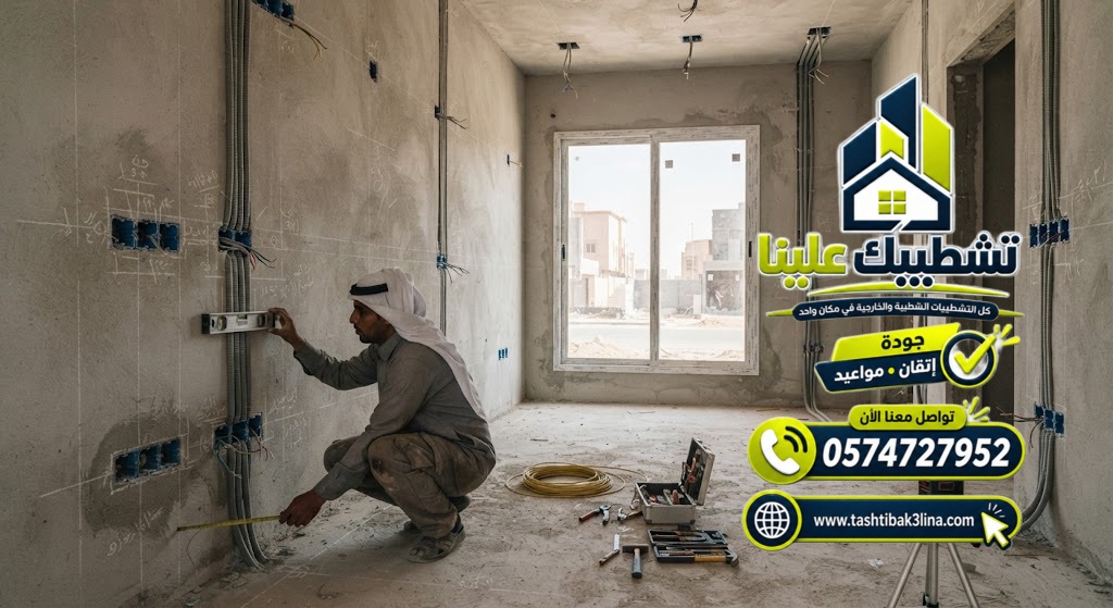 تجهيز نقاط التلفزيون والانترنت والكهرباء قبل التشطيب بالمدينة المنورة