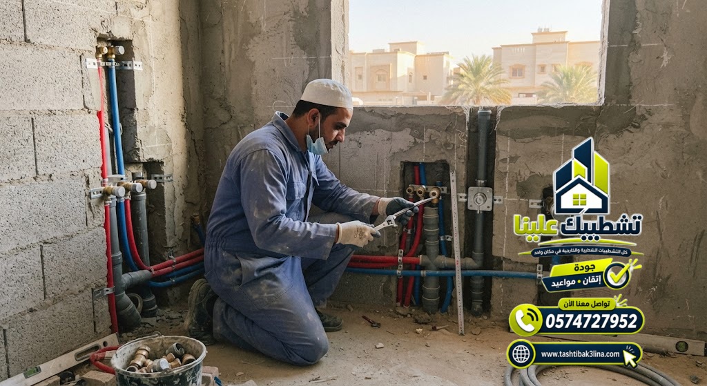 مراجعة مخارج السباكة والمناسيب ومسارات المواسير قبل إغلاق الجدران