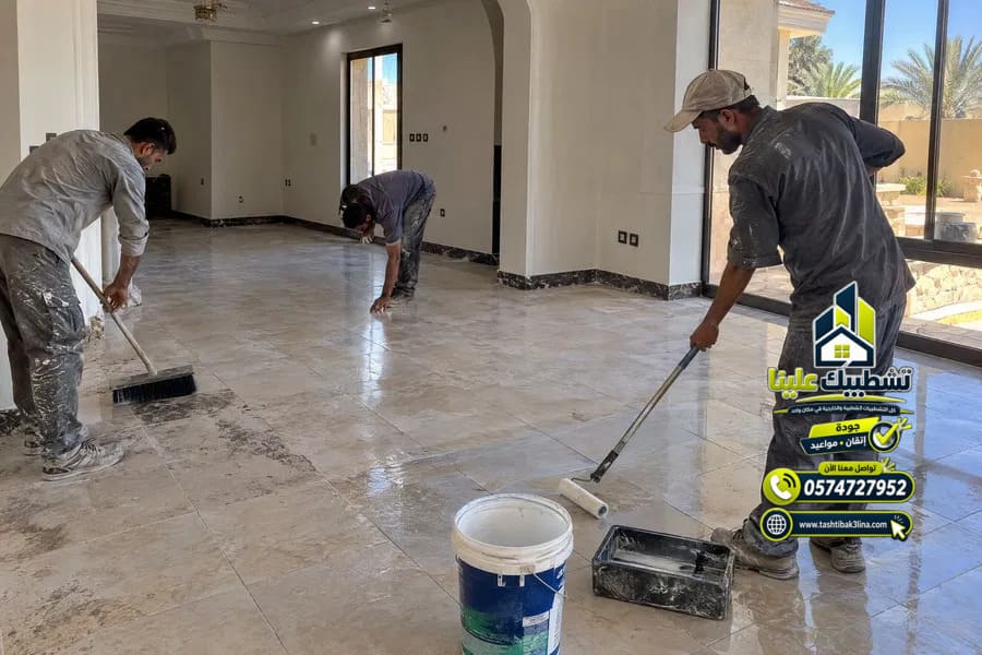 فحص استواء الأرضية والمناسيب قبل تركيب البورسلين بالمدينة المنورة